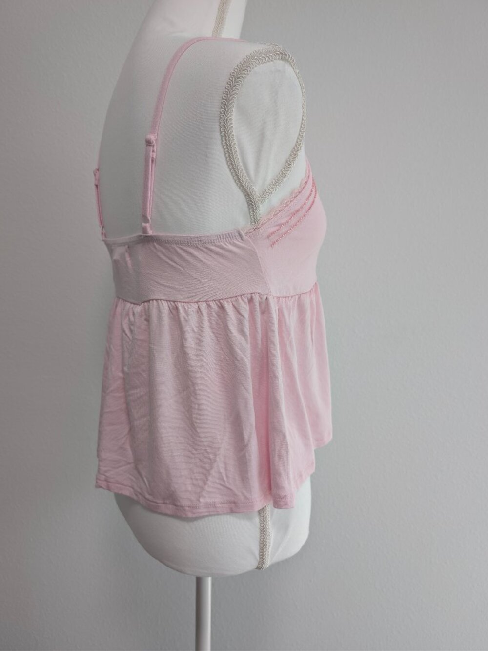 Riley & James Women's Pink Solid Lace Trim Beaded Camisole Adjustable Straps M - Picture 5 of 10